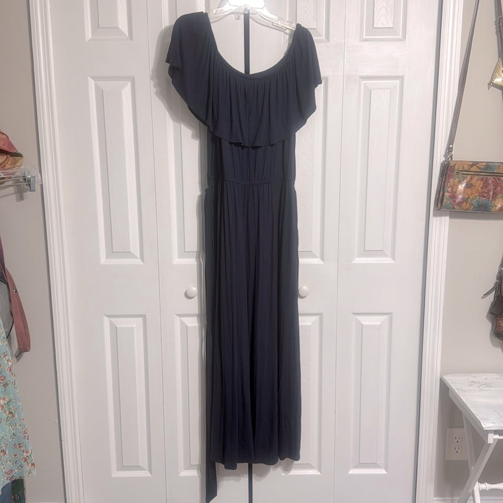 Lane Bryant navy blue long maxi knit dress size 14/16